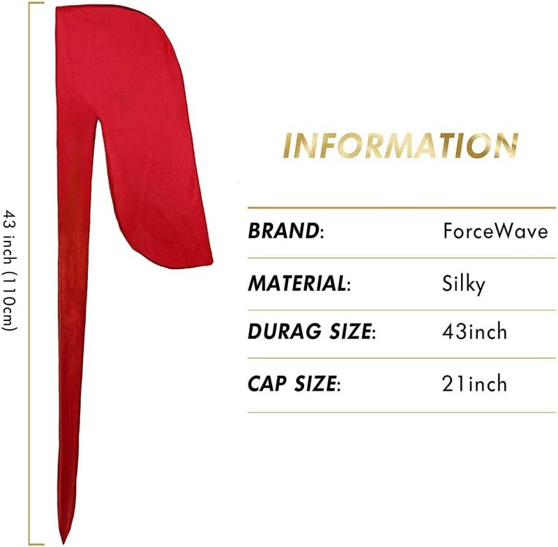 ForceWave 4 قطع دوغ سيلكي للرجال والنساء 360 موجة مع 1 قبعة موجة، دوغ ساتان سيلكي بأطراف طويلة جداً - Image 2